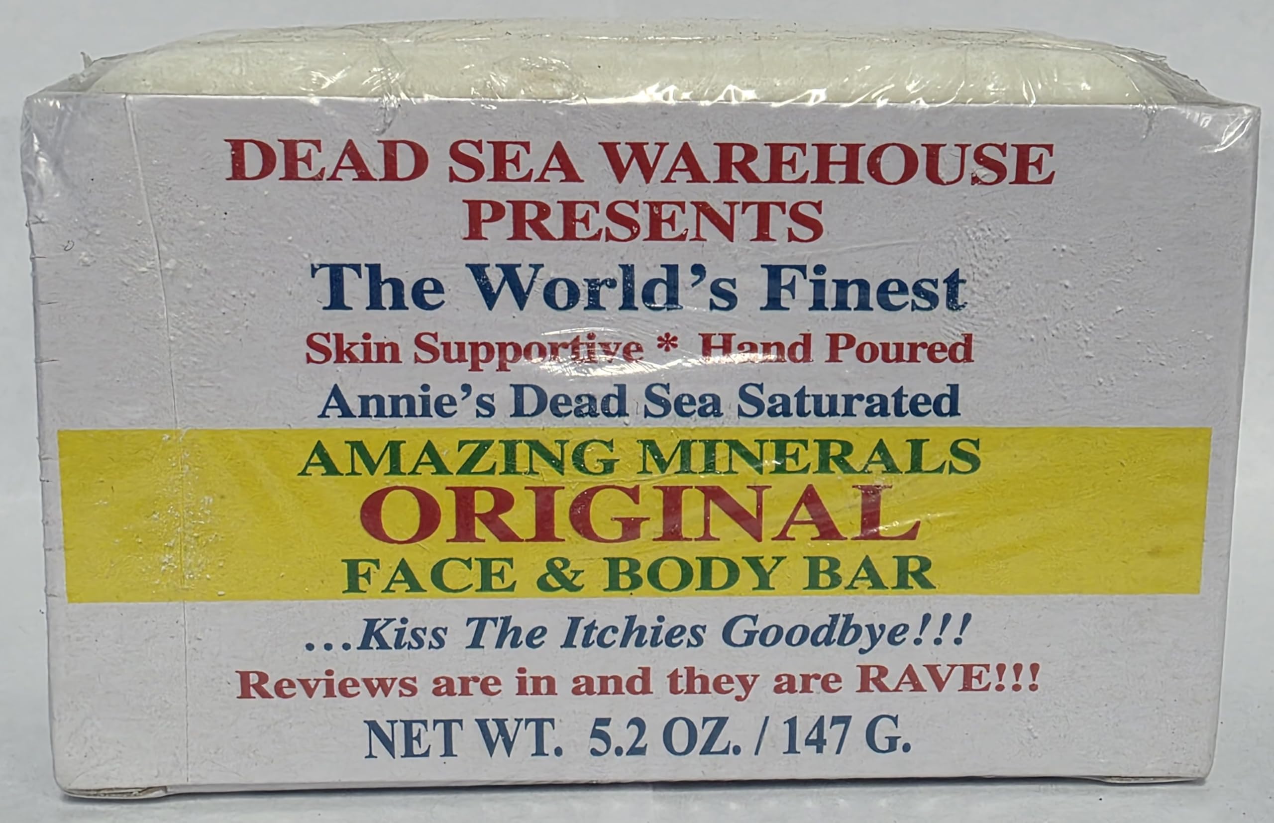 Dead Sea Warehouse – Amazing Minerals Original Face & Body Bar – 5.2 OZ – Dead Sea Salt Soap – All Natural – Soothes & Supports Healthy Skin – 2-Pack
